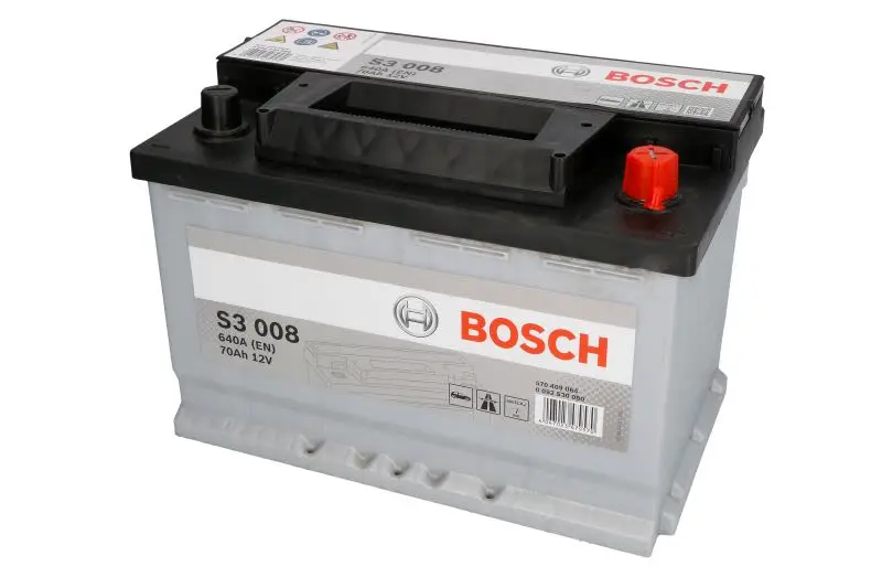 Akumulator BOSCH 12V 70Ah/640A S3 (P+ biegun standardowy) 278x175x190 B00 - brak stopki mocującej (rozruchowy) – 0 092 S30 080