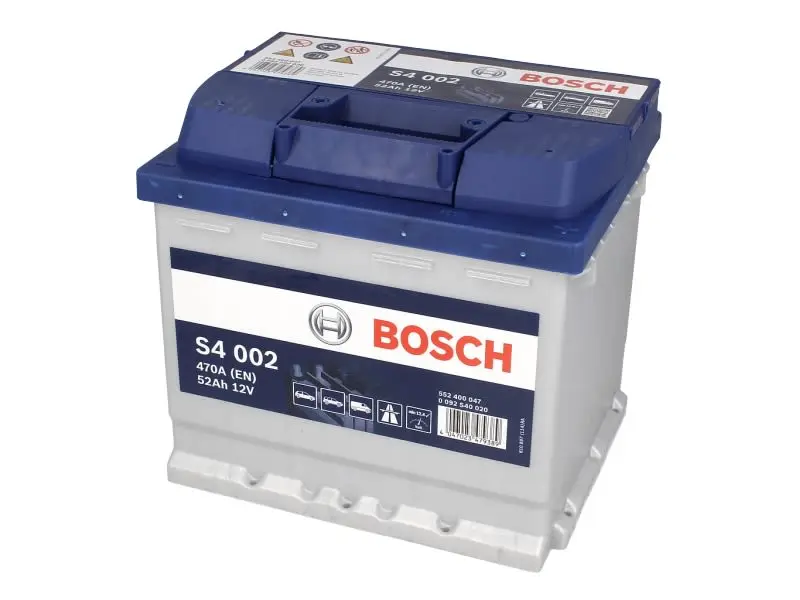 Akumulator BOSCH 12V 52Ah/470A S4 (P+ biegun standardowy) 207x175x190 B00 - brak stopki mocującej (rozruchowy) – 0 092 S40 020