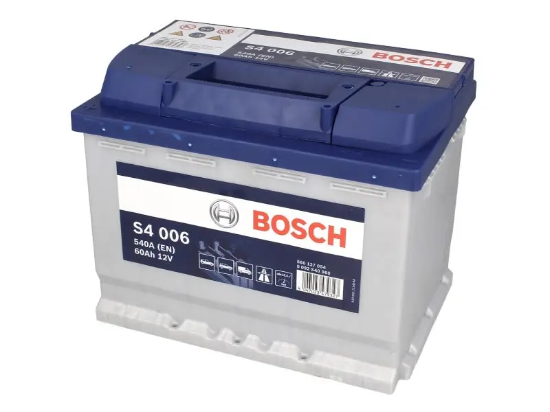 Akumulator BOSCH 12V 60Ah/540A S4 (L+ biegun standardowy) 242x175x190 B00 - brak stopki mocującej (rozruchowy) – 0 092 S40 060