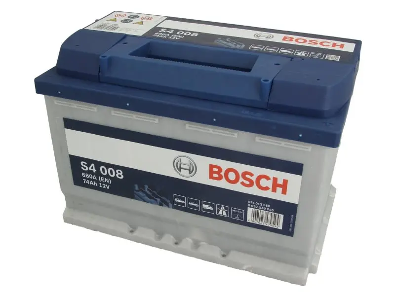 Akumulator BOSCH 12V 74Ah/680A S4 (P+ biegun standardowy) 278x175x190 B03 - stopka o wysokości 10,5 mm (rozruchowy) – 0 092 S40 080