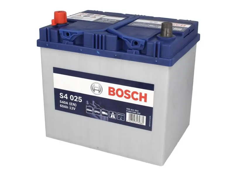 Akumulator BOSCH 12V 60Ah/540A S4 (L+ biegun standardowy) 232x173x225 B13 - stopka o wysokości 10,5 mm (rozruchowy) – 0 092 S40 250