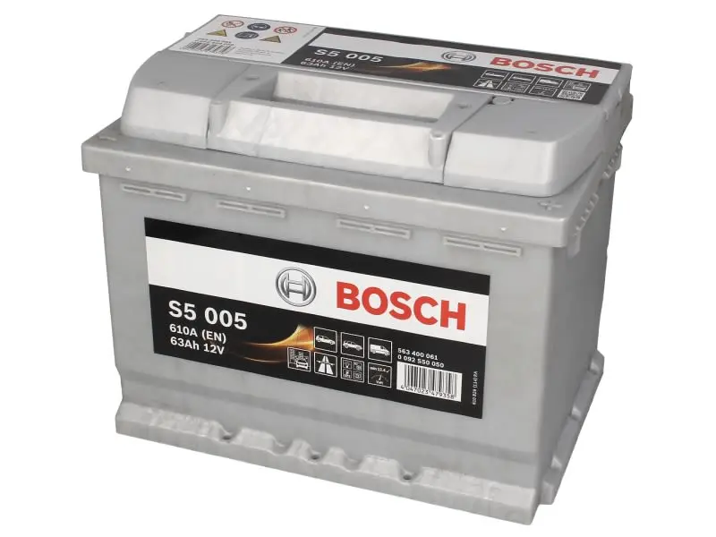 Akumulator BOSCH 12V 63Ah/610A S5 (P+ biegun standardowy) 242x175x190 B00 - brak stopki mocującej (rozruchowy) – 0 092 S50 050