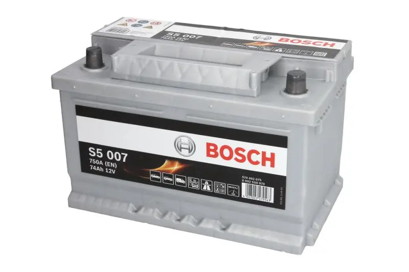 Akumulator BOSCH 12V 74Ah/750A S5 (P+ biegun standardowy) 278x175x175 B00 - brak stopki mocującej (rozruchowy) – 0 092 S50 070