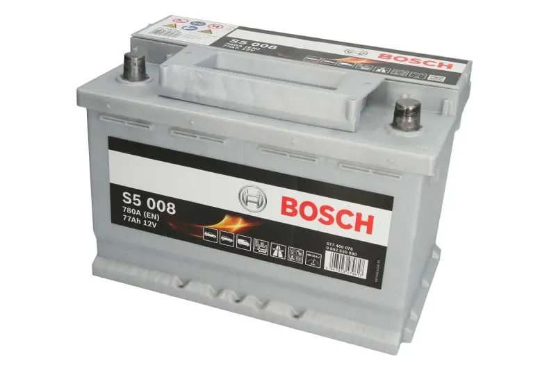 Akumulator BOSCH 12V 77Ah/780A S5 (P+ biegun standardowy) 278x175x190 B00 - brak stopki mocującej (rozruchowy) – 0 092 S50 080