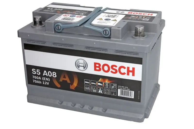 Akumulator BOSCH 12V 70Ah/760A START&STOP AGM (P+ biegun standardowy) 278x175x190 B00 - brak stopki mocującej (agm/rozruchowy) – 0 092 S5A 080