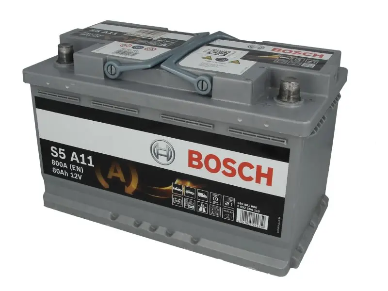 Akumulator BOSCH 12V 80Ah/800A START&STOP AGM (P+ biegun standardowy) 315x175x190 B00 - brak stopki mocującej (agm/rozruchowy) – 0 092 S5A 110