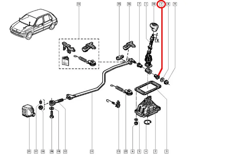 Tulejka zmiany biegów (kolor czerwony) RENAULT – 77 00 732 903
