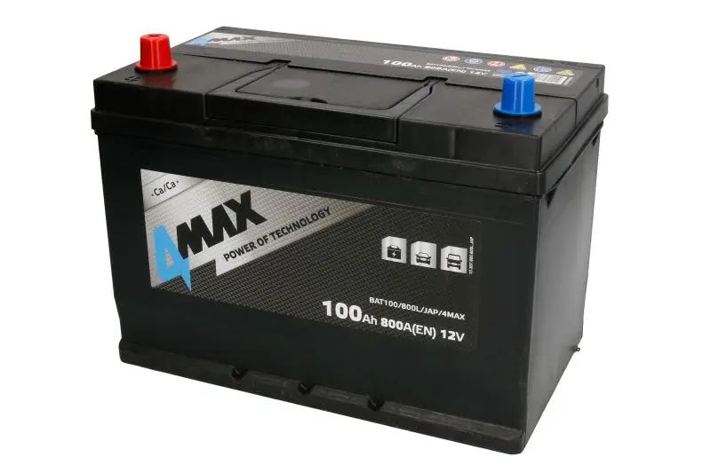 Akumulator 4MAX 12V 100Ah/800A (L+ biegun standardowy) 306x175x227 B01 - stopka o wysokości 10,5 mm (rozruchowy) – BAT100/800L/JAP/4MAX