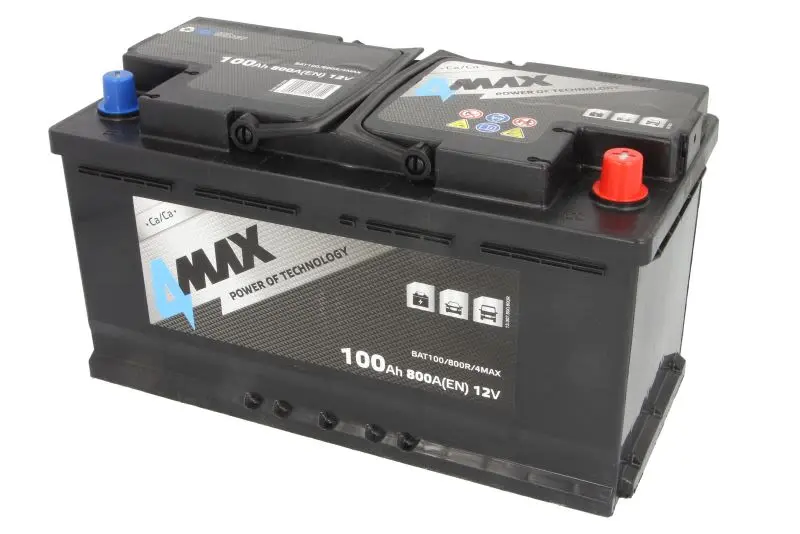 Akumulator 4MAX 12V 100Ah/800A (P+ biegun standardowy) 353x175x190 B13 - stopka o wysokości 10,5 mm (rozruchowy) – BAT100/800R/4MAX