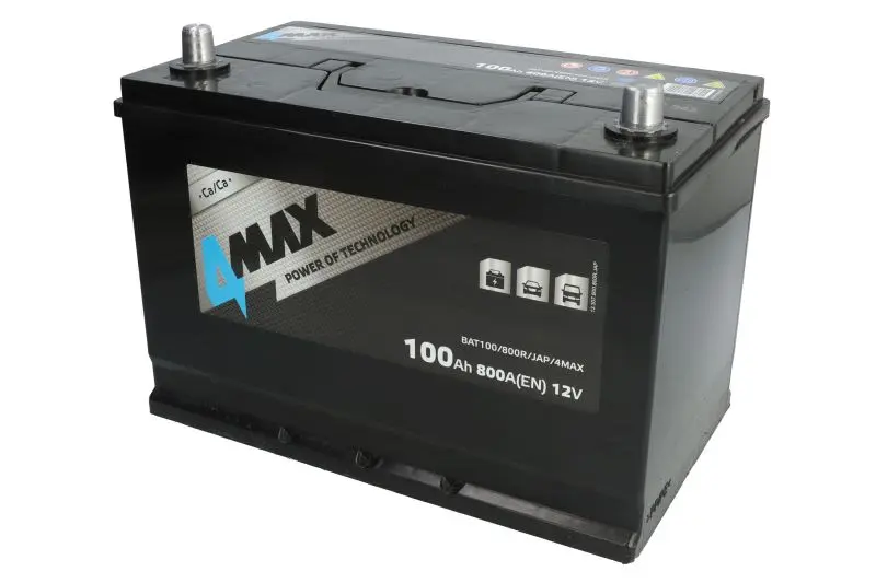 Akumulator 4MAX 12V 100Ah/800A (P+ biegun standardowy) 305x175x227 B01 - stopka o wysokości 10,5 mm (rozruchowy) – BAT100/800R/JAP/4MAX