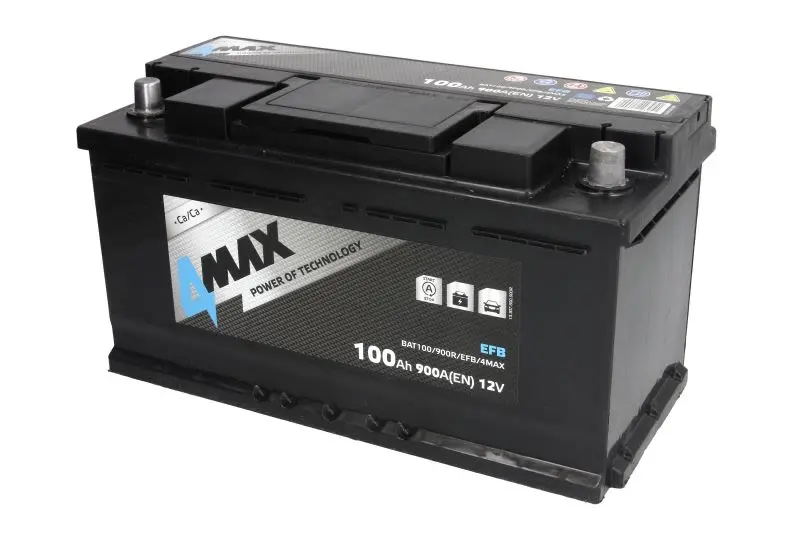 Akumulator 4MAX 12V 100Ah/900A START&STOP EFB (P+ biegun standardowy) 353x175x190 B13 - stopka o wysokości 10,5 mm (efb/rozruchowy) – BAT100/900R/EFB/4MAX