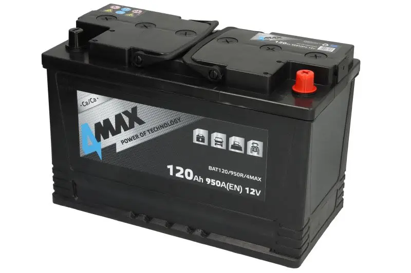Akumulator 12V 120Ah/950A (P+ Biegun standardowy) 348x175x234 B03 (Rozruchowy) 4MAX – BAT120/950R/4MAX