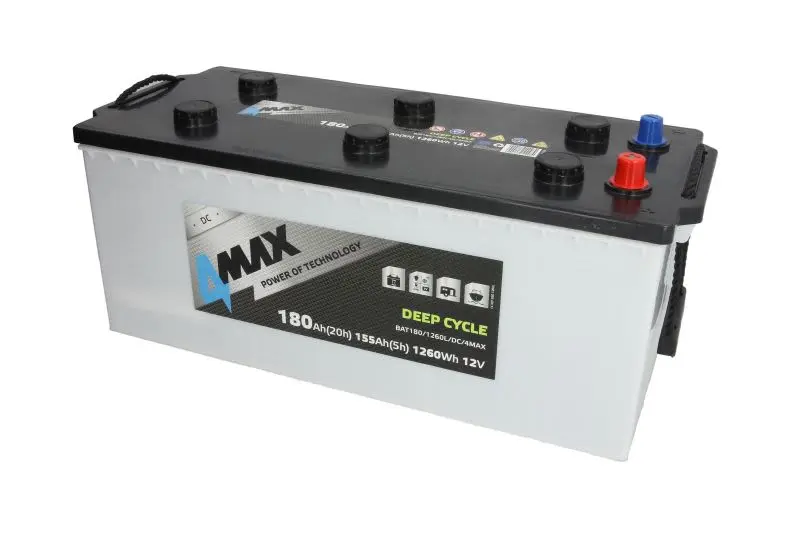 Akumulator 12V 180Ah DEEP-CYCLE (L+ Biegun standardowy) 513x223x218 B00 - brak stopki mocującej (Głębokiego rozładowania) 4MAX – BAT180/1260L/DC/4MAX