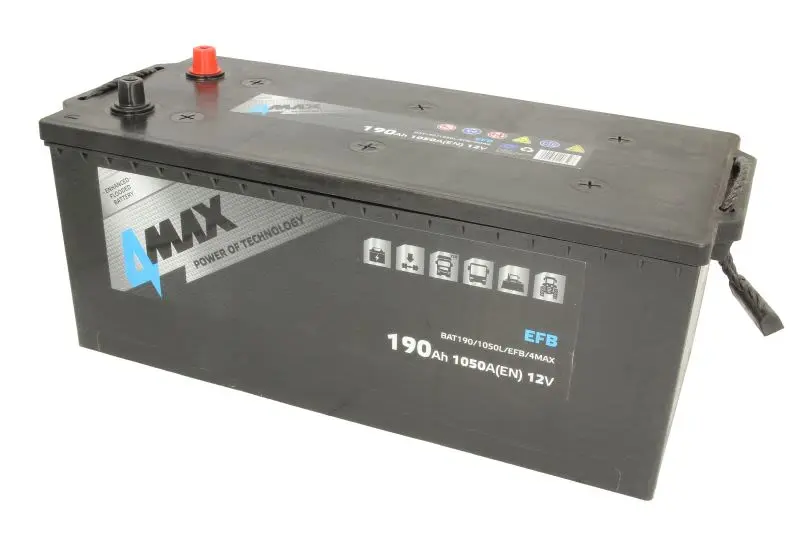 Akumulator 12V 190Ah/1050A EFB oś tylna (L+ Biegun standardowy) 513x223x223 B00 - brak stopki mocującej (Rozruchowy) 4MAX – BAT190/1050L/EFB/4MAX