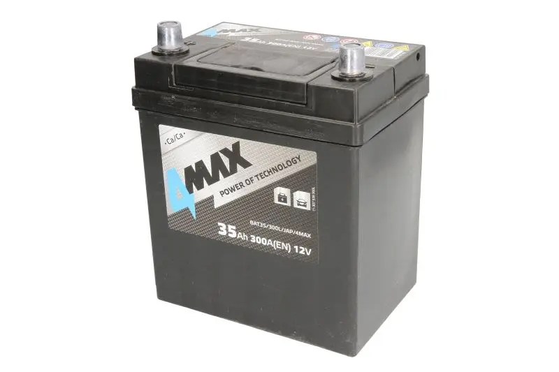 Akumulator 4MAX 12V 35Ah/300A (L+ biegun cienki (pojazdy japońskie) + biegun standardowy) 178x127x227 B00 - brak stopki mocującej (rozruchowy) – BAT35/300L/JAP/4MAX