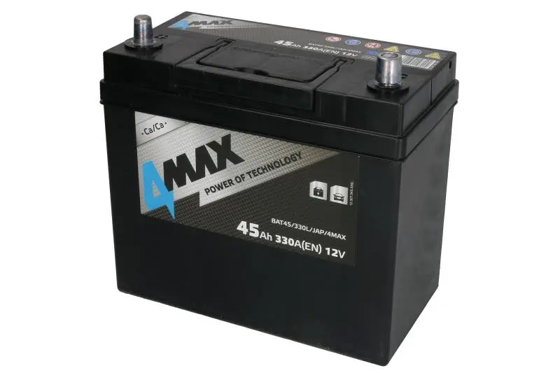 Akumulator 4MAX 12V 45Ah/330A (L+ biegun cienki (pojazdy japońskie) + biegun standardowy) 238x129x227 B00 - brak stopki mocującej (rozruchowy) – BAT45/330L/JAP/4MAX