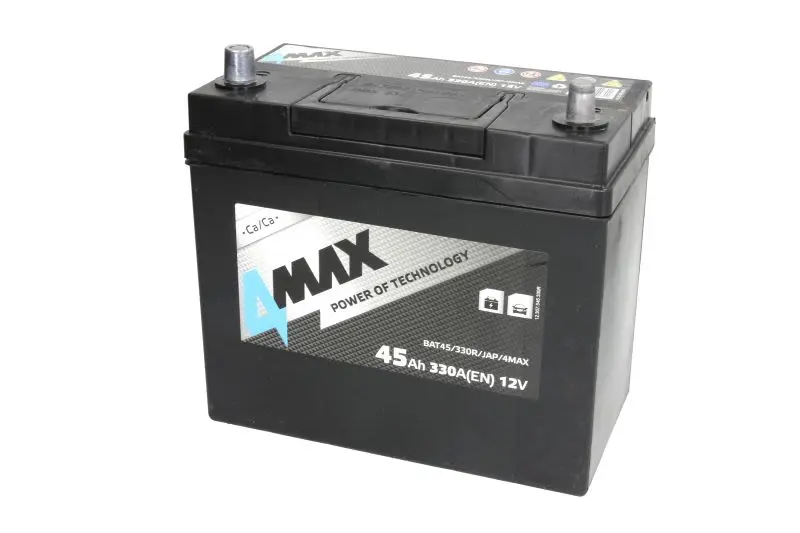 Akumulator 4MAX 12V 45Ah/330A (P+ biegun cienki (pojazdy japońskie) + biegun standardowy) 238x129x227 B00 - brak stopki mocującej (rozruchowy) – BAT45/330R/JAP/4MAX