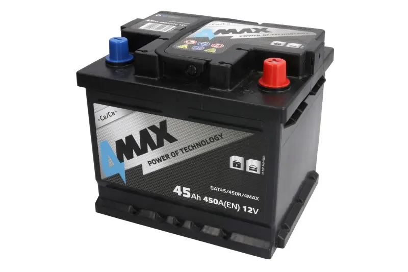 Akumulator 4MAX 12V 45Ah/450A (P+ biegun standardowy) 207x175x175 B13 - stopka o wysokości 10,5 mm (rozruchowy) – BAT45/450R/4MAX