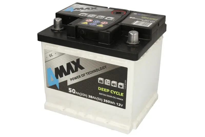 Akumulator 4MAX 12V 50Ah DEEP-CYCLE (P+ biegun standardowy) 207x175x190 B13 - stopka o wysokości 10,5 mm (głębokiego rozładowania) – BAT50/350R/DC/4MAX
