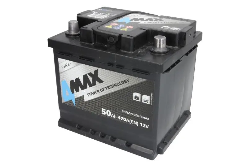 Akumulator 4MAX 12V 50Ah/470A (P+ biegun standardowy) 207x175x190 B13 - stopka o wysokości 10,5 mm (rozruchowy) – BAT50/470R/4MAX