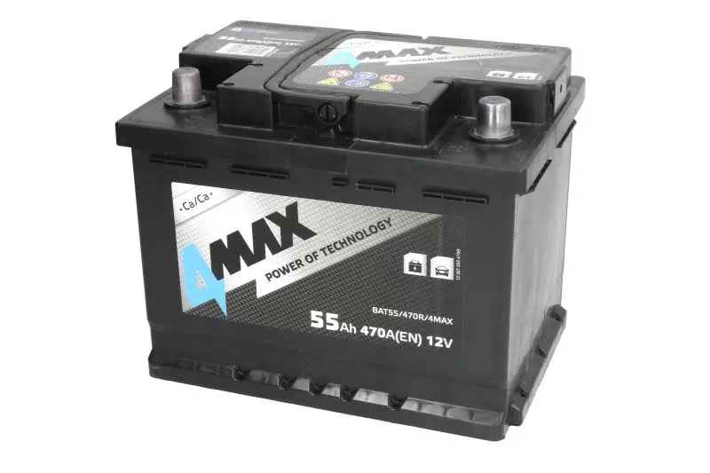 Akumulator 4MAX 12V 55Ah/470A (P+ biegun standardowy) 242x175x190 B13 - stopka o wysokości 10,5 mm (rozruchowy) – BAT55/470R/4MAX