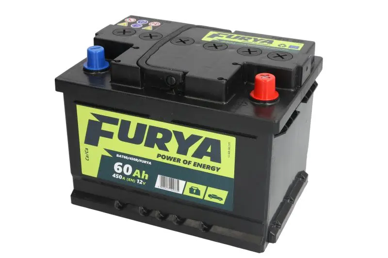Akumulator FURYA 12V 60Ah/450A (P+ biegun standardowy) 242x175x175 B13 - stopka o wysokości 10,5 mm (rozruchowy) – BAT60/450R/FURYA