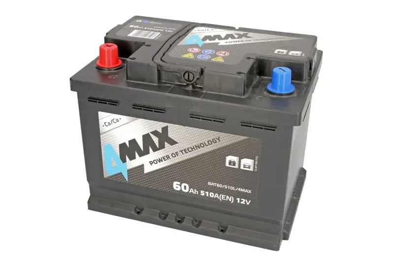 Akumulator 4MAX 12V 60Ah/510A (L+ biegun standardowy) 242x175x190 B13 - stopka o wysokości 10,5 mm (rozruchowy) – BAT60/510L/4MAX