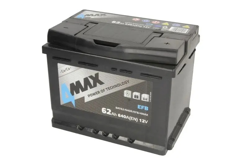 Akumulator 4MAX 12V 62Ah/640A START&STOP EFB (P+ biegun standardowy) 242x175x190 B13 (efb/rozruchowy) – BAT62/640R/EFB/4MAX