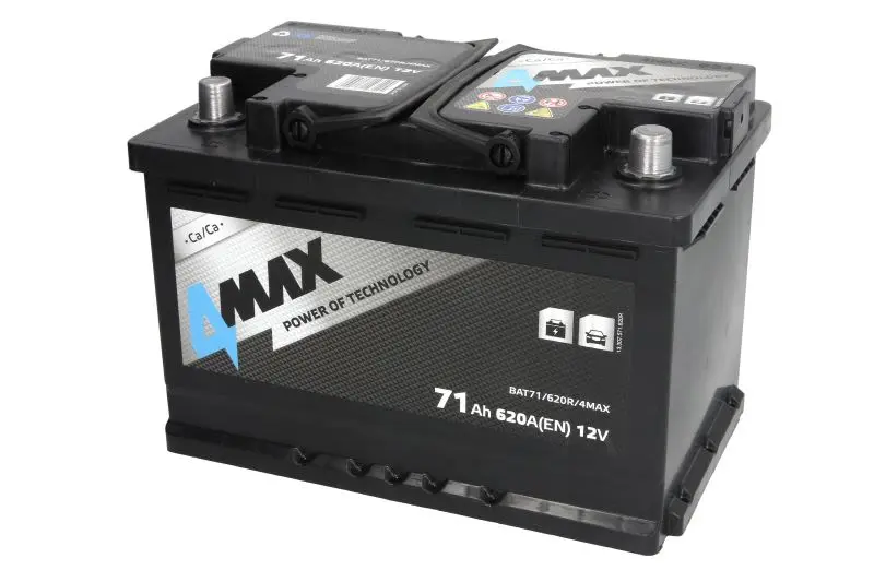 Akumulator 4MAX 12V 71Ah/620A (P+ biegun standardowy) 278x175x190 B13 - stopka o wysokości 10,5 mm (rozruchowy) – BAT71/620R/4MAX