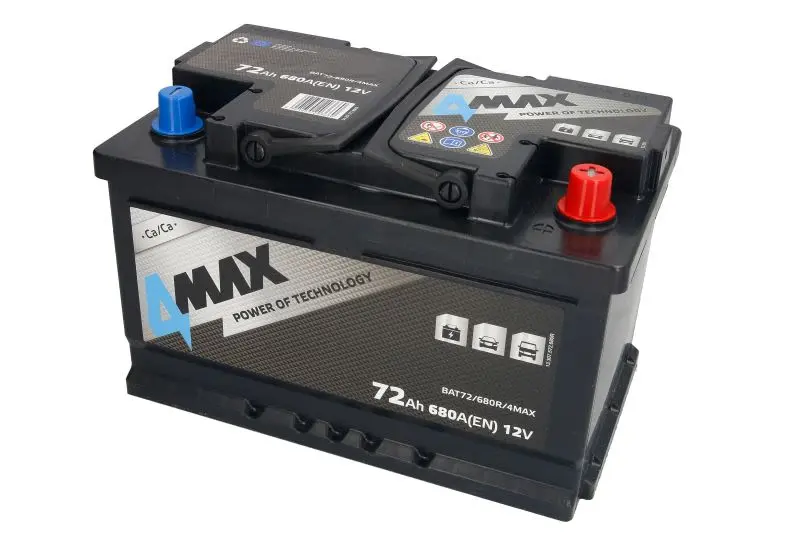Akumulator 4MAX 12V 72Ah/680A (P+ biegun standardowy) 278x175x175 B13 - stopka o wysokości 10,5 mm (rozruchowy) – BAT72/680R/4MAX