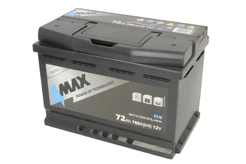 Akumulator 4MAX 12V 72Ah/760A START&STOP EFB (P+ biegun standardowy) 278x175x190 B13 (efb/rozruchowy) – BAT72/760R/EFB/4MAX