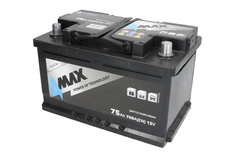 Akumulator 4MAX 12V 75Ah/700A (P+ biegun standardowy) 278x175x175 B13 - stopka o wysokości 10,5 mm (rozruchowy) – BAT75/700R/4MAX