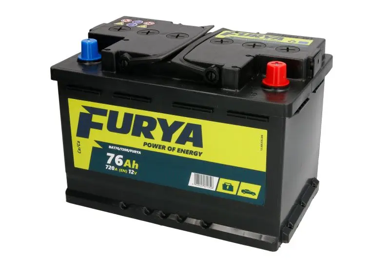 Akumulator FURYA 12V 76Ah/720A (P+ biegun standardowy) 278x175x190 B13 - stopka o wysokości 10,5 mm (rozruchowy) – BAT76/720R/FURYA