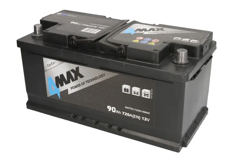 Akumulator 4MAX 12V 90Ah/720A (P+ biegun standardowy) 353x175x175 B13 - stopka o wysokości 10,5 mm (rozruchowy) – BAT90/720R/4MAX