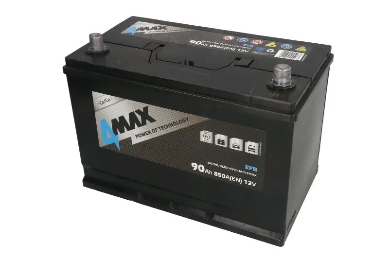 Akumulator 4MAX 12V 90Ah/850A START&STOP EFB (P+ biegun standardowy) 302x175x227 B01 - stopka o wysokości 10,5 mm (efb/rozruchowy) – BAT90/850R/EFB/JAP/4MAX