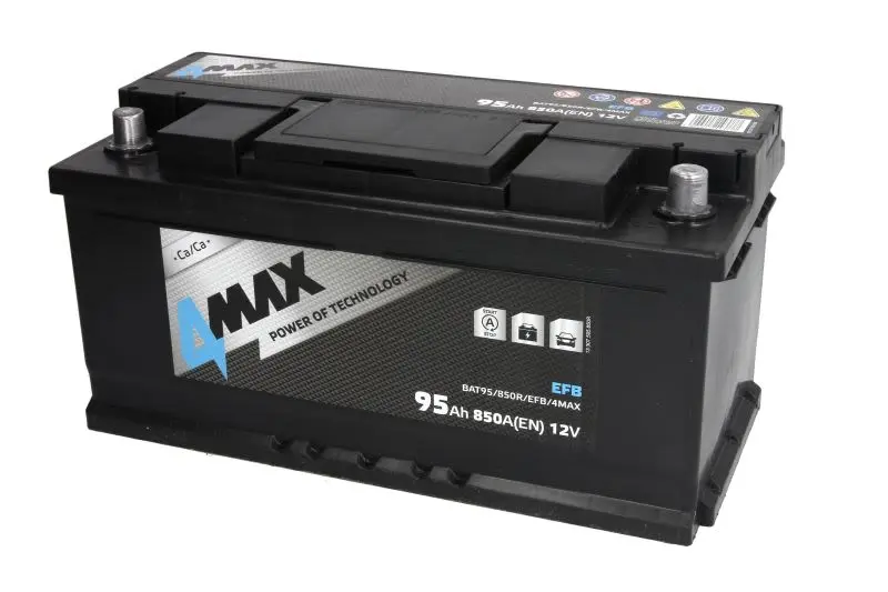 Akumulator 4MAX 12V 95Ah/850A START&STOP EFB (P+ biegun standardowy) 353x175x175 B13 - stopka o wysokości 10,5 mm (efb/rozruchowy) – BAT95/850R/EFB/4MAX