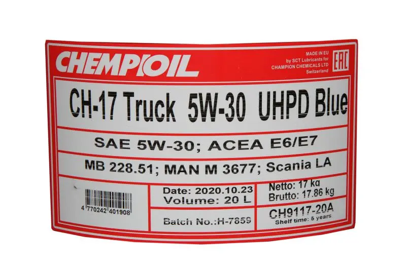 Olej silnikowy (20L) 5W30 (Low Saps) CHEMPIOIL XXL – CH-17 UHPD LS 5W30 20L PL