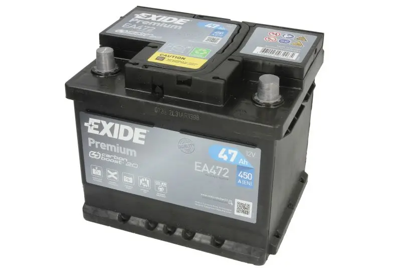 Akumulator EXIDE 12V 47Ah/450A PREMIUM (P+) 207x175x175 B13 - stopka o wysokości 10,5 mm (rozruchowy) – EA472