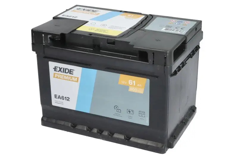 Akumulator EXIDE 12V 61Ah/600A PREMIUM (P+) 242x175x175 B13 - stopka o wysokości 10,5 mm (rozruchowy) – EA612