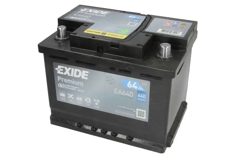 Akumulator EXIDE 12V 64Ah/640A PREMIUM (P+) 242x175x190 B13 - stopka o wysokości 10,5 mm (rozruchowy) – EA640