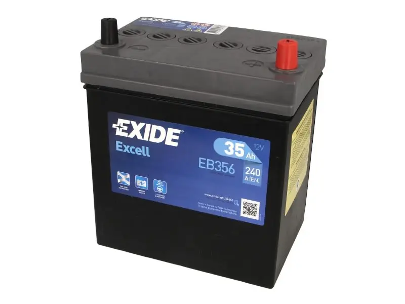 Akumulator EXIDE 12V 35Ah/240A EXCELL (P+) 187x127x220 B00 - brak stopki mocującej (rozruchowy) – EB356