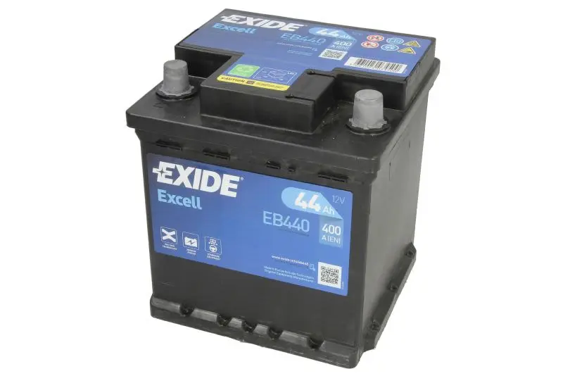Akumulator EXIDE 12V 44Ah/400A EXCELL (P+) 175x175x190 B13 - stopka o wysokości 10,5 mm (rozruchowy) – EB440