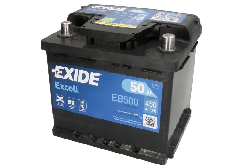 Akumulator EXIDE 12V 50Ah/450A EXCELL (P+) 207x175x190 B13 - stopka o wysokości 10,5 mm (rozruchowy) – EB500