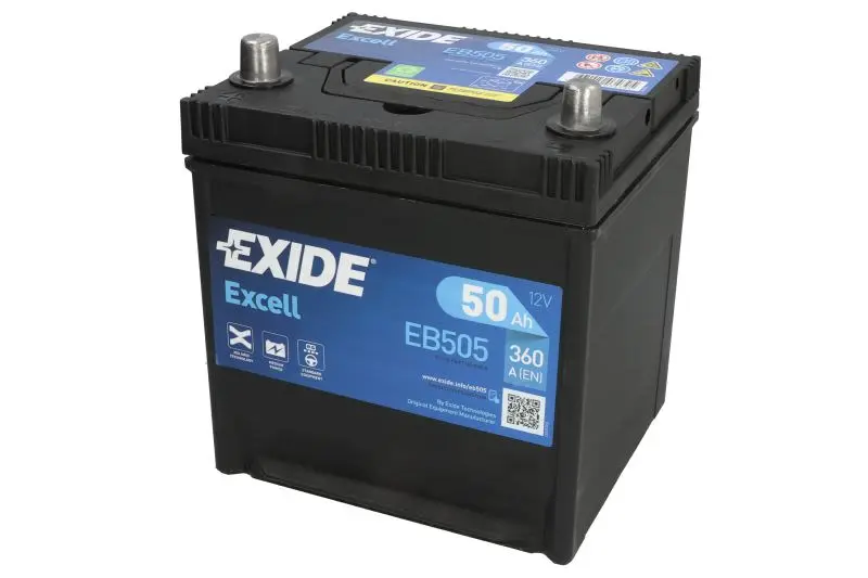 Akumulator EXIDE 12V 50Ah/360A EXCELL (L+) 200x173x222 B00 - brak stopki mocującej (rozruchowy) – EB505