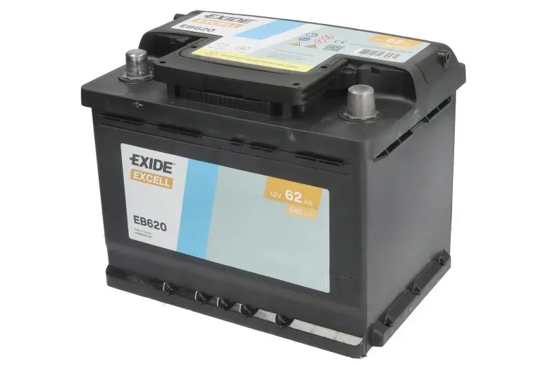 Akumulator EXIDE 12V 62Ah/540A EXCELL (P+) 242x175x190 B13 - stopka o wysokości 10,5 mm (rozruchowy) – EB620