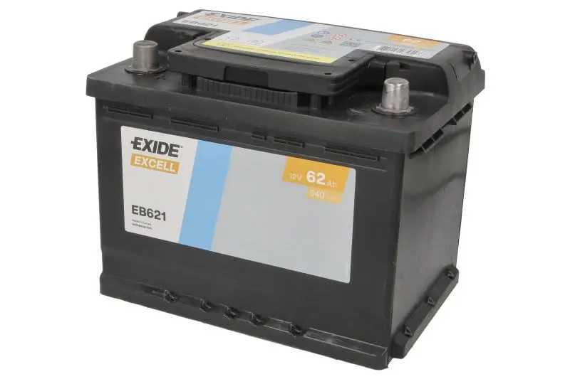 Akumulator EXIDE 12V 62Ah/540A EXCELL (L+) 242x175x190 B13 - stopka o wysokości 10,5 mm (rozruchowy) – EB621