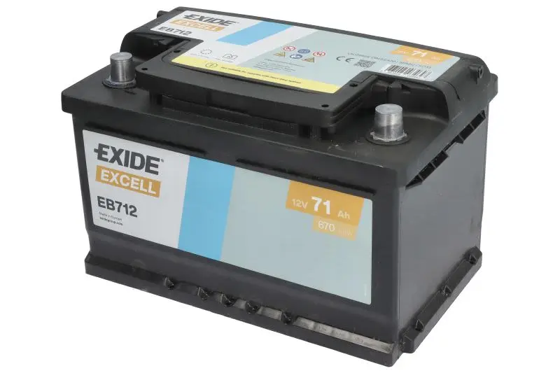 Akumulator EXIDE 12V 71Ah/670A EXCELL (P+) 278x175x175 B13 - stopka o wysokości 10,5 mm (rozruchowy) – EB712