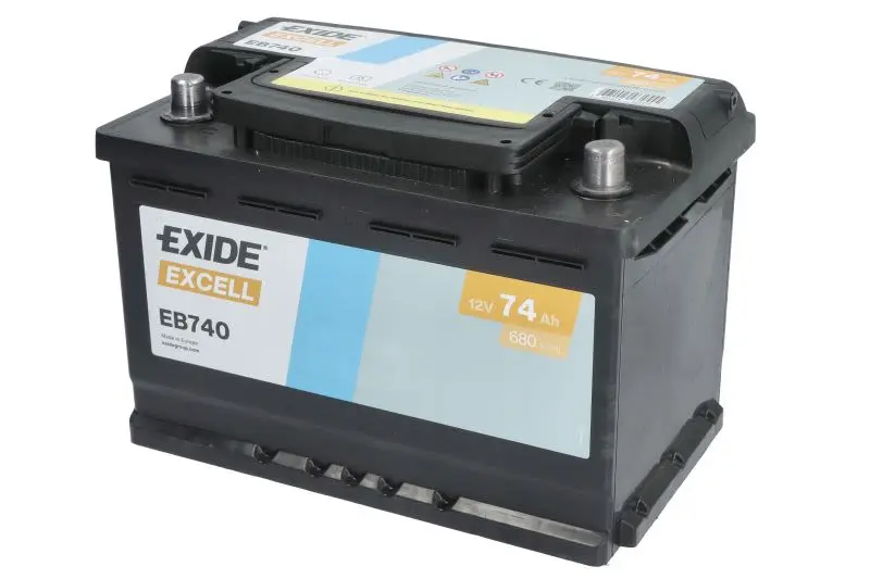Akumulator EXIDE 12V 74Ah/680A EXCELL (P+) 278x175x190 B13 - stopka o wysokości 10,5 mm (rozruchowy) – EB740