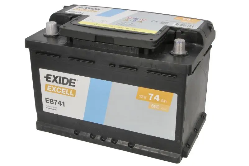 Akumulator EXIDE 12V 74Ah/680A EXCELL (L+) 278x175x190 B13 - stopka o wysokości 10,5 mm (rozruchowy) – EB741