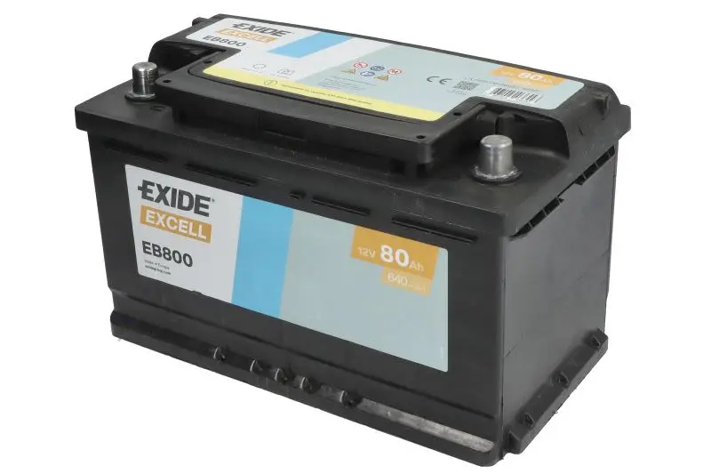 Akumulator EXIDE 12V 80Ah/640A EXCELL (P+) 315x175x190 B13 - stopka o wysokości 10,5 mm (rozruchowy) – EB800